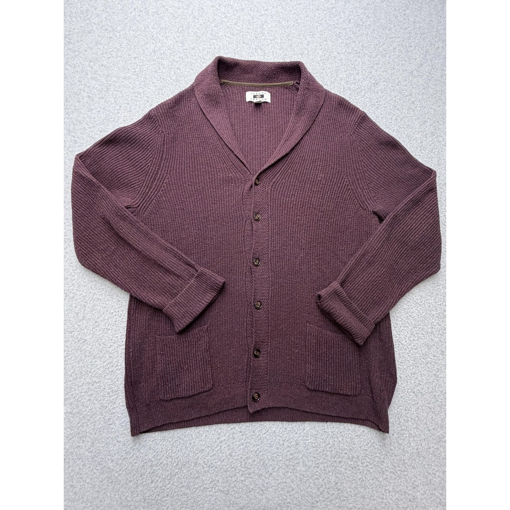 Joseph Abboud Sweater Mens XL Purple Shawl Collar Button Cardigan Pockets Knit